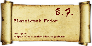 Blazsicsek Fodor névjegykártya